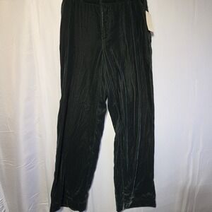 a new day Pants Womens 4  Hunter Green Velvet Straight Leg Elastic Waist Pocket